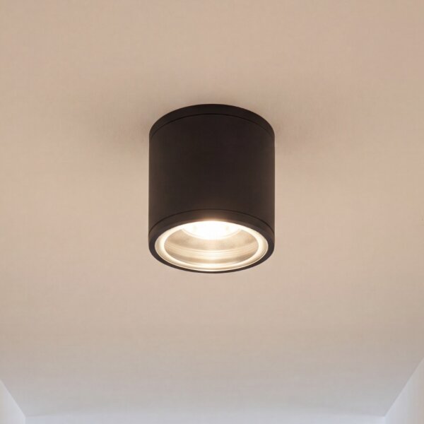 Runde Deckenlampe außen IP54 Ø9 cm Anthrazit GU10