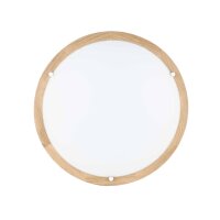 Deckenlampe Glas Holz wohnlich blendarm Ø35cm rund