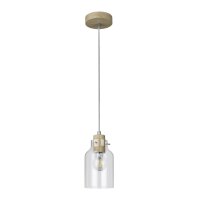 Suspension ronde chêne bois verre Ø10cm...