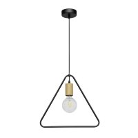 Suspension noire bois métal triangle E27
