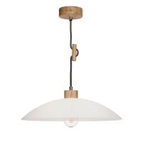 Lampe à suspendre ronde en bois et verre...