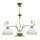 Plafonnier Or Antique Blanc Abat-jour en verre 3 flammes
