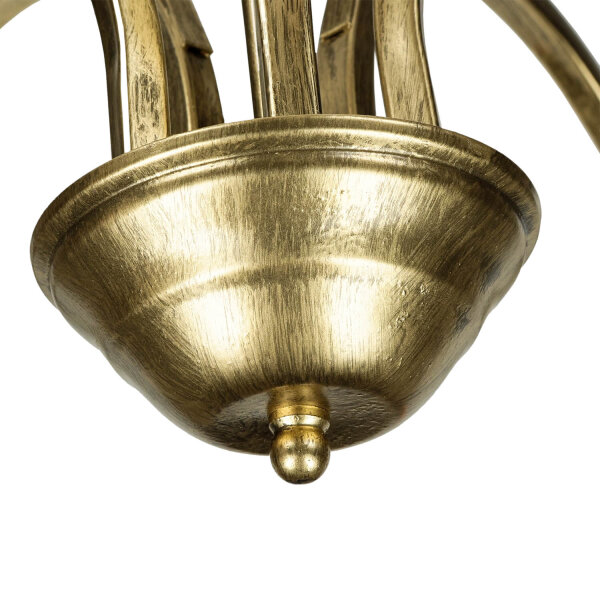Deckenleuchte Gold Antik Weiß Glasschirm 5-flammig