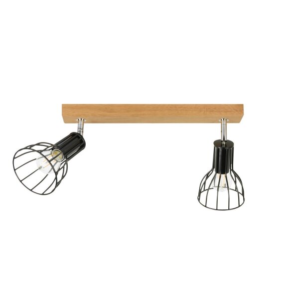 Spot de plafond bois métal lumière flexible E14 Retro