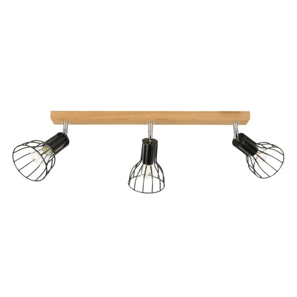 Long spot de plafond bois métal 3 flammes flexible