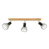 Langer Deckenspot Holz Metall 3-flammig flexibel