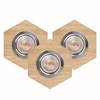Set de 3 spots encastrables bois métal avec LED