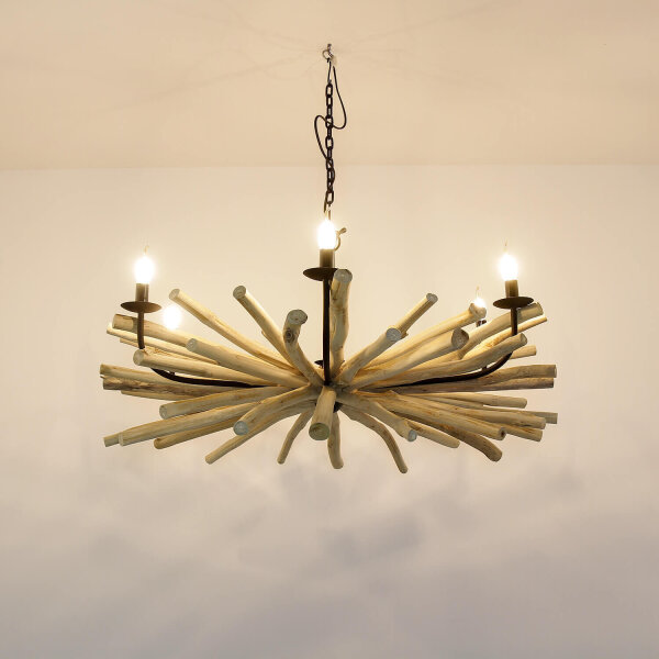 Lustre design bois flotté métal fait main BANGKOK