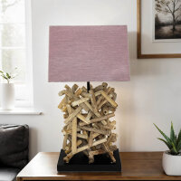 Lampe de table design bois flotté tissu...