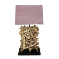 Lampe de table design bois flotté tissu...