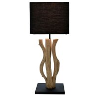 Lampe de table en bois flotté Abat-jour en tissu...
