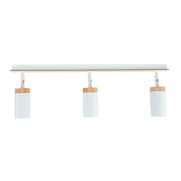 Langer Strahler Wohnzimmer L:72cm Weiß mit Holz GU10