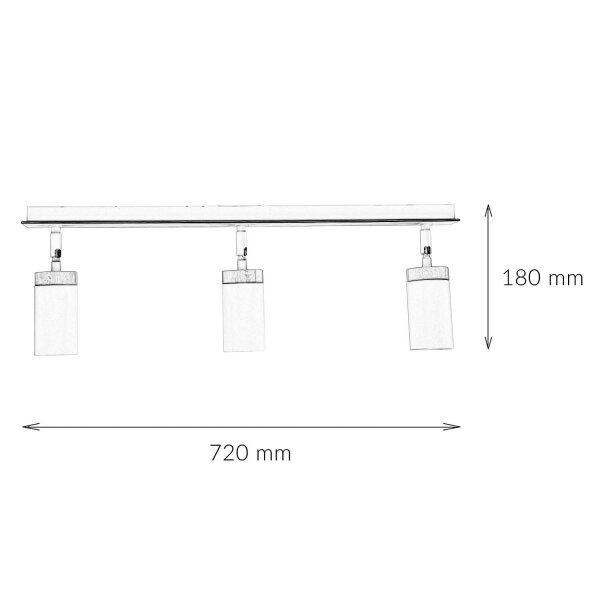 Langer Strahler Wohnzimmer L:72cm Weiß mit Holz GU10