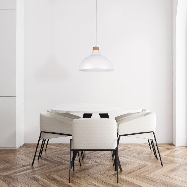 Lampe à suspendre sobre HELMA Blanc Rétro rond Ø33cm