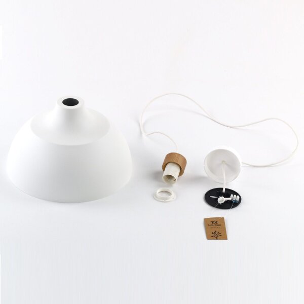 Lampe à suspendre sobre HELMA Blanc Rétro rond Ø33cm