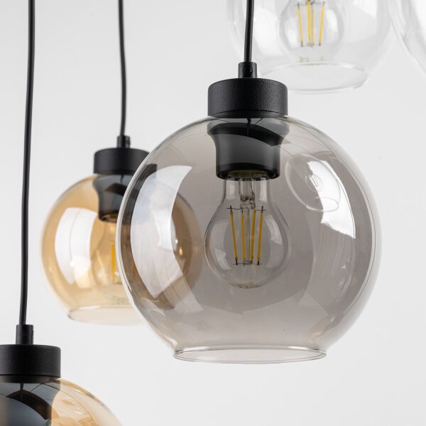 Pendelleuchte KALETE Graphit Bernstein 6xE27 Lampe
