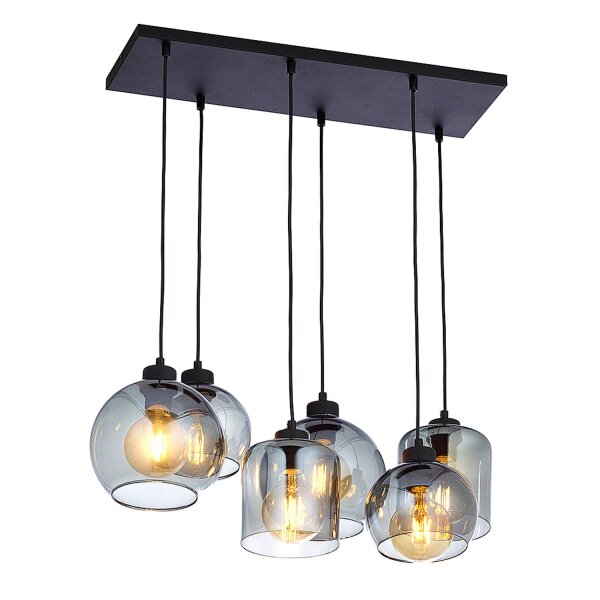 Pendelleuchte Rauchglas 6-flammig E27 verstellbar