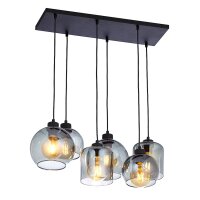 Pendelleuchte Rauchglas 6-flammig E27 verstellbar