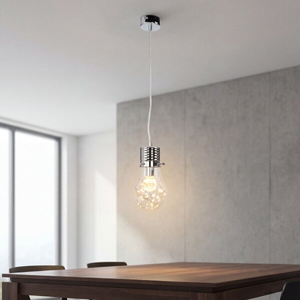 Lampe à suspendre verre métal design ampoule décoratif E14