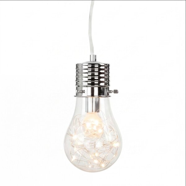 Lampe à suspendre verre métal design ampoule décoratif E14