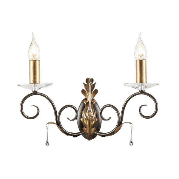 Wandleuchte Metall Kristall in Gold Bronze Kristalle