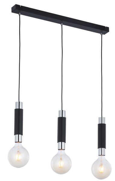 Lange Hängelampe JAIMEE in Schwarz Chrom L:66cm