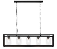 Suspension noire métal verre 5 flammes Loft