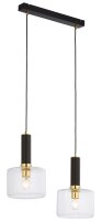 Lampe à suspendre noire métal verre Moderne...