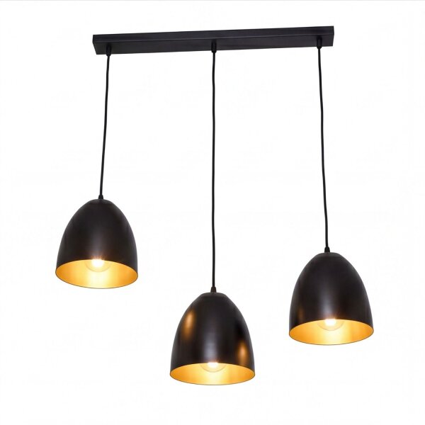 Suspension noir or 3 flammes E27 orientable