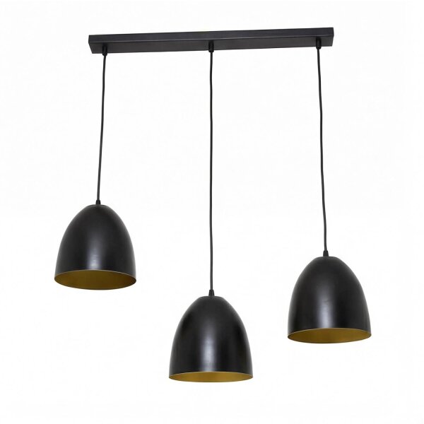 Suspension noir or 3 flammes E27 orientable