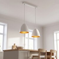 Pendelleuchte Weiß Gold verstellbar E27 2-flammig