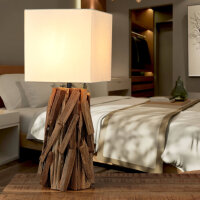Lampe de table bois flotté tissu 53 cm table de...