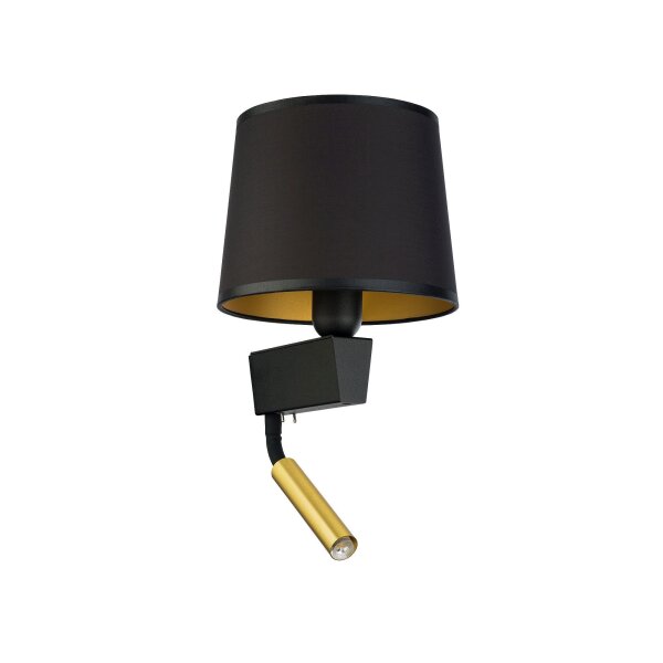 Applique murale avec interrupteur Bras de lecture Noir Or Moderne