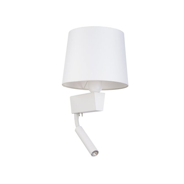 Applique avec lampe de lecture Interrupteur Blanc Abat-jour en tissu