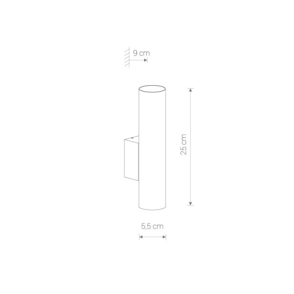 Applique élégante en laiton H:25cm étroite 2x GU10