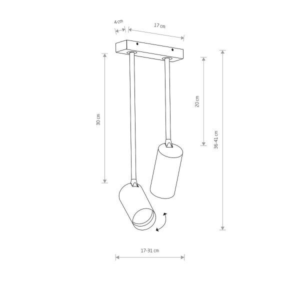 Moderner Deckenspot Messing Metall H:41cm verstellbar