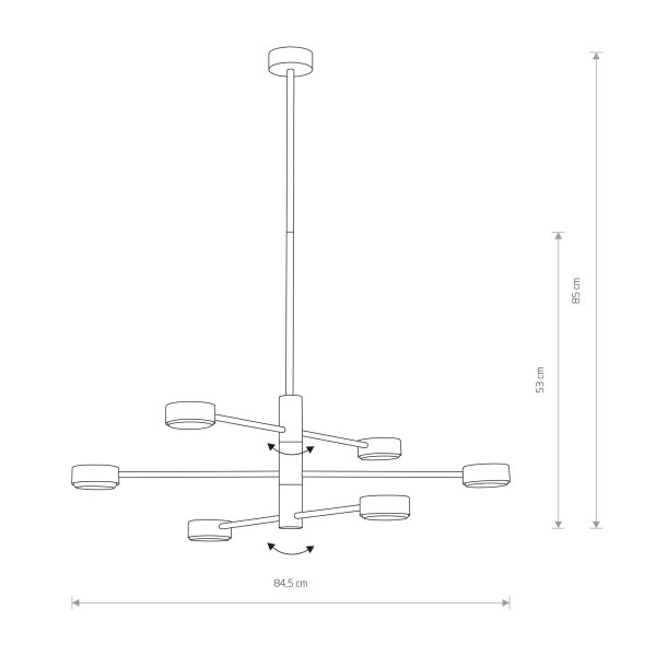 Moderne Deckenleuchte Weiß drehbar H:85cm 6-flammig