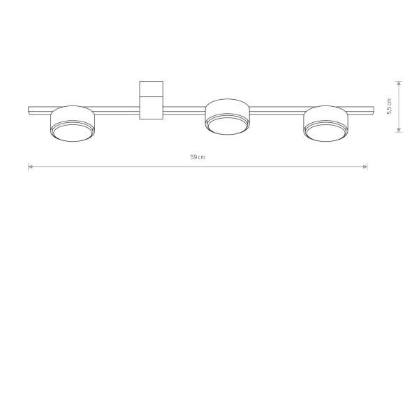 Längliche Deckenleuchte Weiß L:59cm Aluminium Metall
