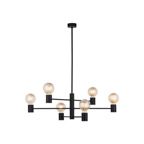 Minimalistischer Kronleuchter Schwarz Metall H:86cm für