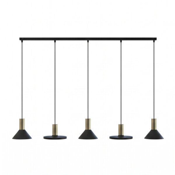 Schwarze Pendelleuchte lang 132cm Metall groß 5-flammig