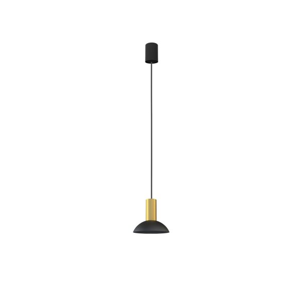Lampe à suspendre noire ronde Ø15,5cm métal laiton Loft