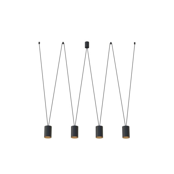 Moderne Hängeleuchte Schwarz Gold L: max. 2 m 4x GU10