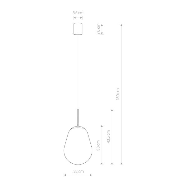 Lampe à suspendre élégante en verre Abat-jour Ø22cm E27 Cuisine