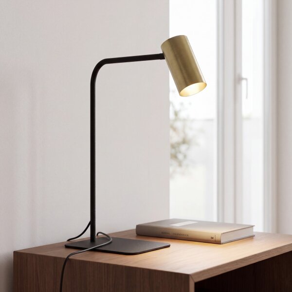 Kleine Tischleuchte Schwarz Messing 40cm Modern