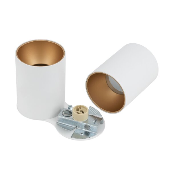 Kleine Deckenlampe Weiß Gold H:13cm 2x GU10 kompakt