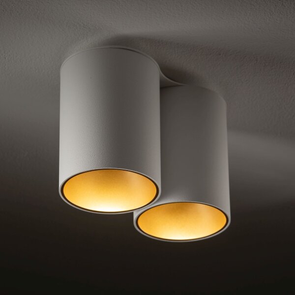 Kleine Deckenlampe Weiß Gold H:13cm 2x GU10 kompakt