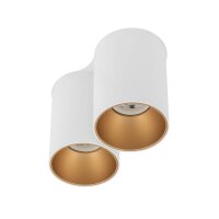 Kleine Deckenlampe Wei&szlig; Gold H:13cm 2x GU10 kompakt
