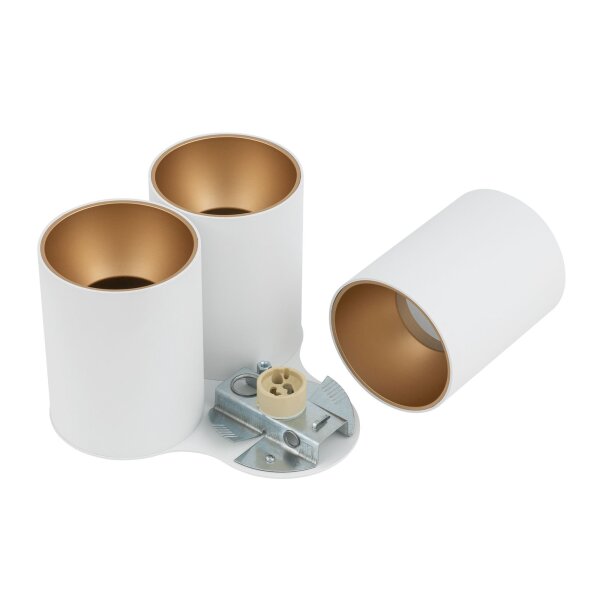 Vielseitiger Deckenspot Weiß Gold 3x GU10 klein