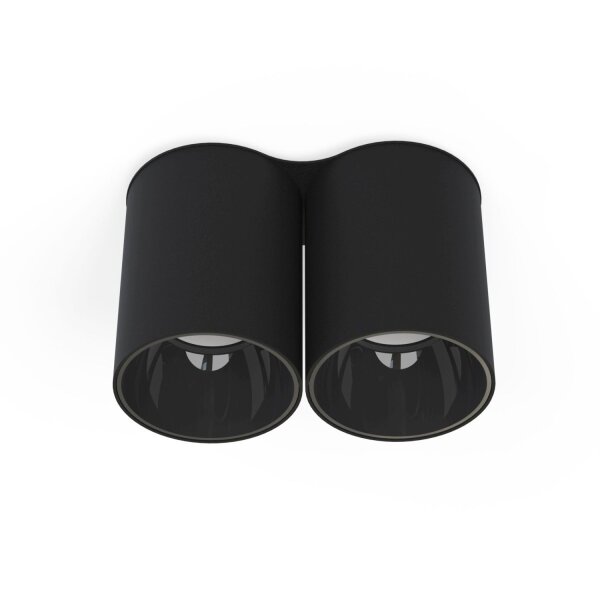 Vielseitiger Aufbauspot Schwarz 2x GU10 klein L:18cm