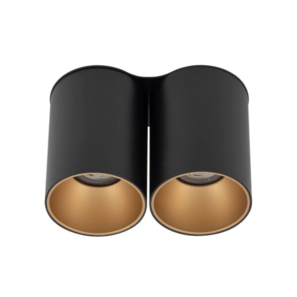 Elegante Deckenlampe in Schwarz Gold 2x GU10 klein